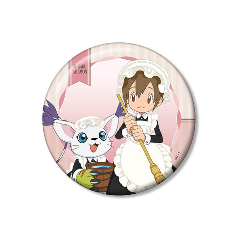 『デジモンアドベンチャー』描き下ろし 八神ヒカリ&テイルモン メイド&執事ver. 100mm缶バッジ