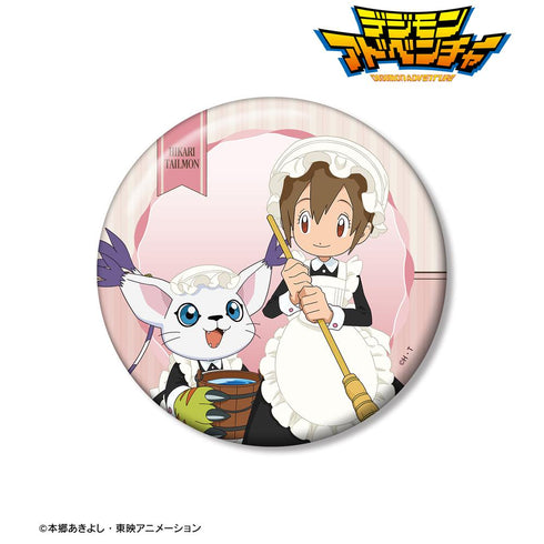 『デジモンアドベンチャー』描き下ろし 八神ヒカリ&テイルモン メイド&執事ver. 100mm缶バッジ