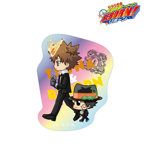 『家庭教師ヒットマンREBORN!』リボーン&沢田 綱吉 ちびとこ オーロラダイカットステッカー