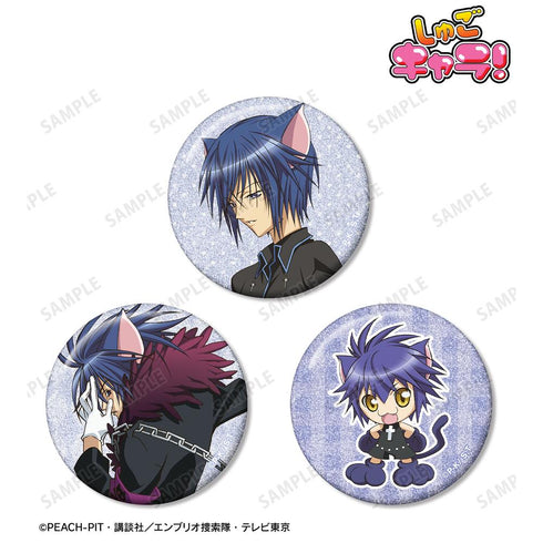 『しゅごキャラ!』月詠 イクト&デスレーベル&ヨル グリッター缶バッジ3個セット
