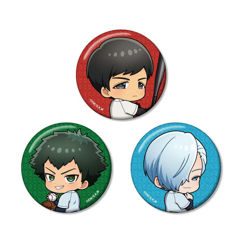 『忘却バッテリー』国都英一郎&巻田広伸&桐島秋斗 ちびキャラ 振り向きver. グリッター缶バッジ3個セット