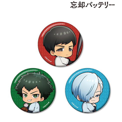 『忘却バッテリー』国都英一郎&巻田広伸&桐島秋斗 ちびキャラ 振り向きver. グリッター缶バッジ3個セット