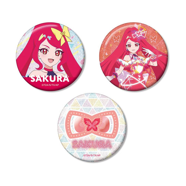 『ひみつのアイプリ』一条寺 サクラ グリッター缶バッジ3個セット
