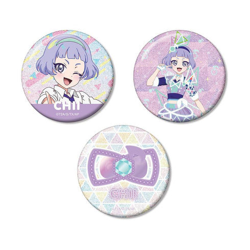 『ひみつのアイプリ』真実夜 チィ グリッター缶バッジ3個セット