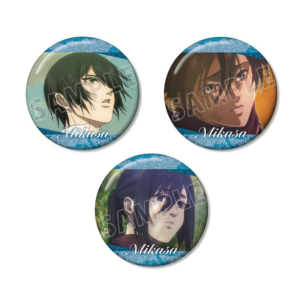 『進撃の巨人』ミカサ 場面写グリッター缶バッジ3個セット