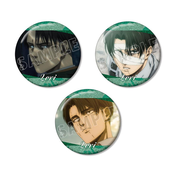 『進撃の巨人』リヴァイ 場面写グリッター缶バッジ3個セット