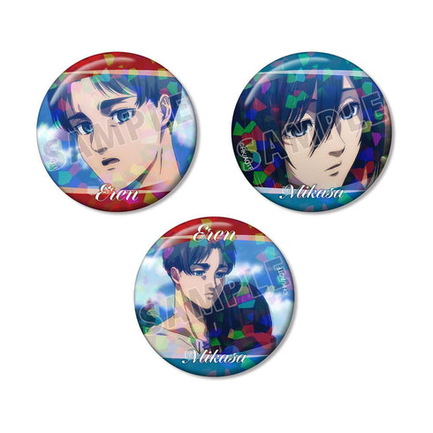 『進撃の巨人』エレン&ミカサ 場面写ホログラム缶バッジ3個セット