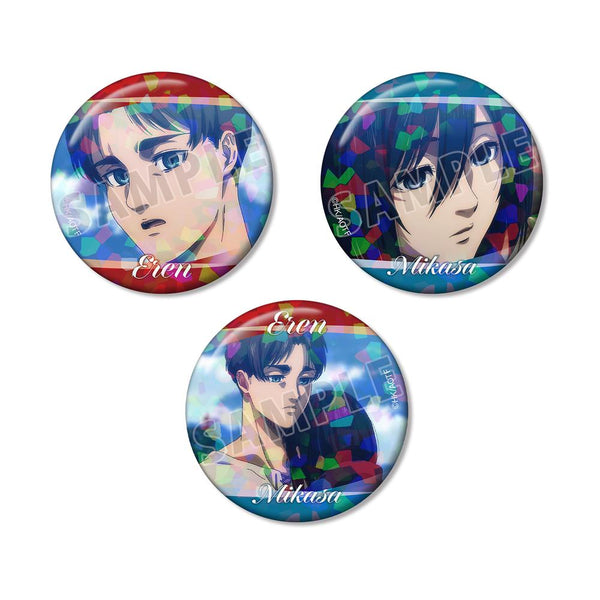 『進撃の巨人』エレン&ミカサ 場面写ホログラム缶バッジ3個セット
