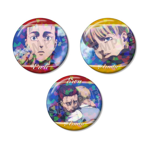 『進撃の巨人』エレン&アルミン 場面写ホログラム缶バッジ3個セット