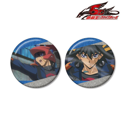 《遊戲王5D's》不動遊星 場景圖案閃粉徽章 2入組