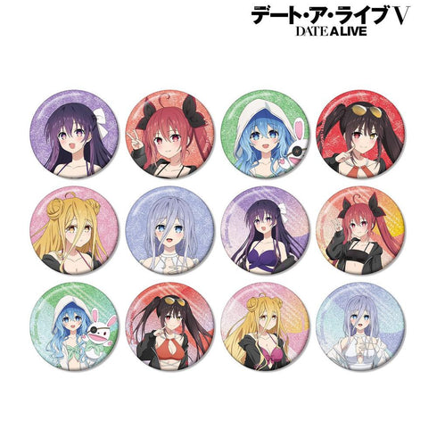 "Date A Live V" Original Illustration: Beach Date Ver. Trading Glitter Pin Badge (Sold by the box)