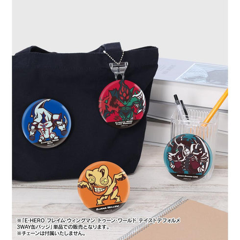 "Yu-Gi-Oh! Duel Monsters GX" E·HERO Flame Wingman Toon World Style Deformed 3-Way Pin Badge