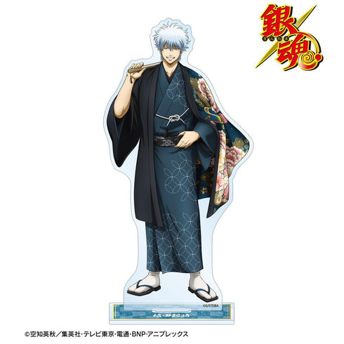 《銀魂》全新繪製 坂田銀時 單面花卉圖案和服版 BIG 壓克力立牌