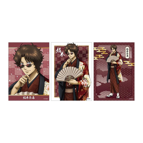 《銀魂》全新繪製 坂本辰馬 單面花卉圖案和服版 寫真卡3張組