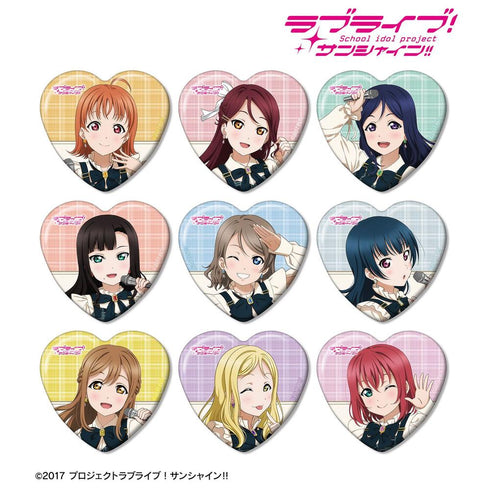 『ラブライブ!サンシャイン!!』描き下ろし チェックワンピース衣装ver. トレーディングハート型缶バッジ(単位/BOX)