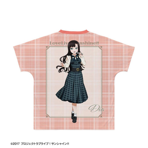 『ラブライブ!サンシャイン!!』描き下ろし 黒澤ダイヤ チェックワンピース衣装ver. フルグラフィックTシャツユニセックス