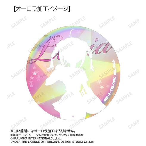 『ぴちぴちピッチ』ANGEL BLUEコラボ 描き下ろし 七海 るちあ 75mmオーロラ缶バッジ ver.A