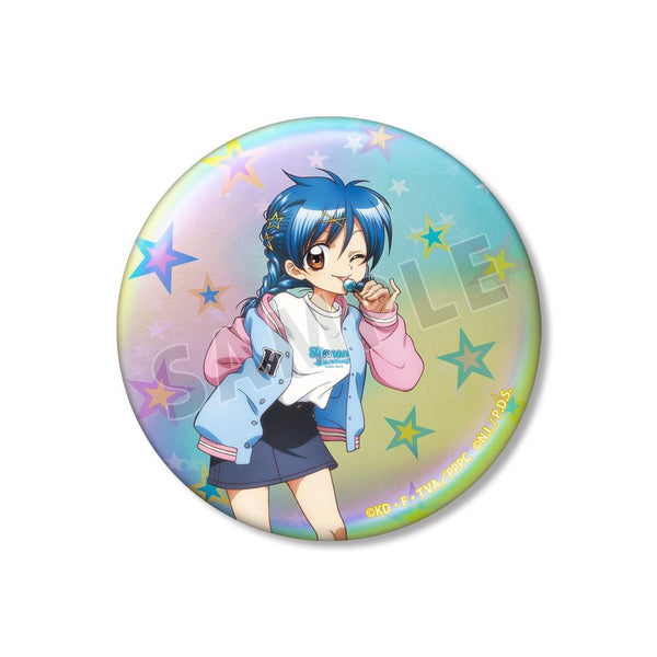 『ぴちぴちピッチ』ANGEL BLUEコラボ 描き下ろし 宝生 波音 75mmオーロラ缶バッジ ver.B