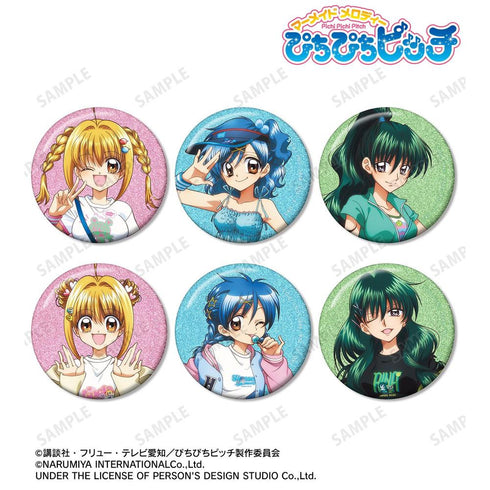 "Pichi Pichi Pitch" x ANGEL BLUE Collaboration: Original Illustration Trading Glitter Pin Badges (Sold by the box)