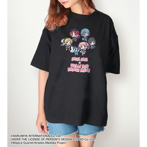 『魔法少女まどか☆マギカ〈ワルプルギスの廻天〉』ANGEL BLUEコラボ 集合 ちびキャラ BIGシルエットTシャツユニセックス