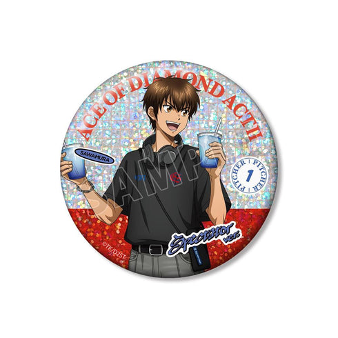 『ダイヤのA actII -Second Season-』描き下ろし 沢村栄純 私服・野球観戦ver. 75mmホログラム缶バッジ
