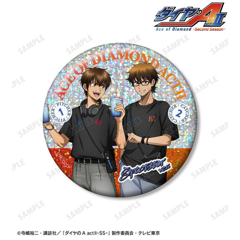 『ダイヤのA actII -Second Season-』描き下ろし 沢村栄純&御幸一也 私服・野球観戦ver. 75mmホログラム缶バッジ