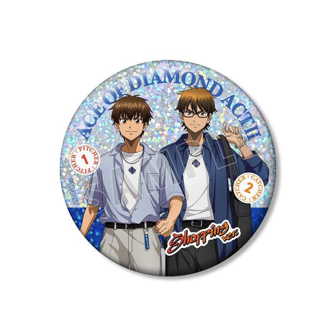『ダイヤのA actII -Second Season-』描き下ろし 沢村栄純&御幸一也 私服・ショッピングver. 75mmホログラム缶バッジ