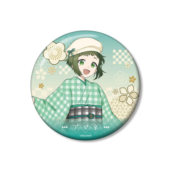 "MILGRAM" Original Illustration: Amane in Retro Japanese Attire, 100mm Pin Badge