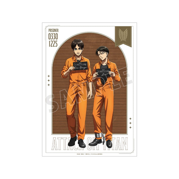 《進擊的巨人》全新繪製 艾倫&利威 囚犯版 A3 霧面處理海報