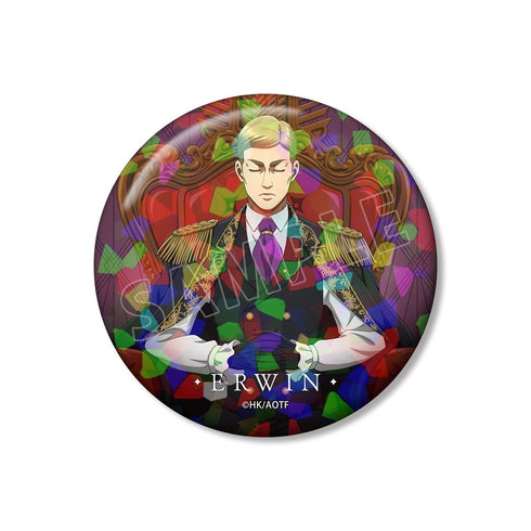 『進撃の巨人』描き下ろし エルヴィン 夢見る玉座ver. 75mmホログラム缶バッジ