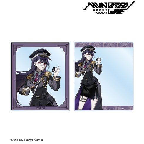 "HUNDRED LINE -Final Defense Academy-" Illustration by Karasu BTK: Hiruko Shizuhara (Military Ver.) 2-Card Acrylic Set - Collaboration with Karaoke no Tetsujin