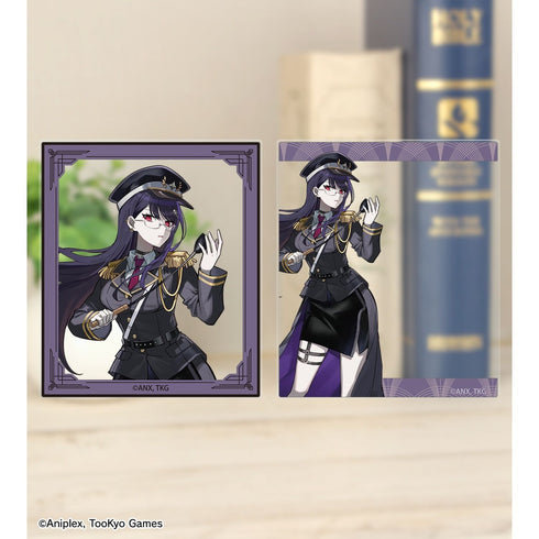 "HUNDRED LINE -Final Defense Academy-" Illustration by Karasu BTK: Hiruko Shizuhara (Military Ver.) 2-Card Acrylic Set - Collaboration with Karaoke no Tetsujin
