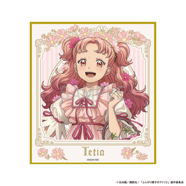 『とんがり帽子のアトリエ』ミニ色紙 テティア ドレスアップ&フラワーver