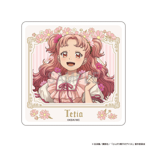 "The Atelier of the Pointed Hat" Acrylic Coaster: Tetia Dress-Up & Flower Ver.
