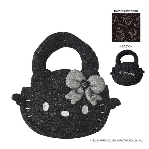 『HELLO KITTY BLACK ANGEL』ハローキティ ブラックラメミニトート【202510再販】