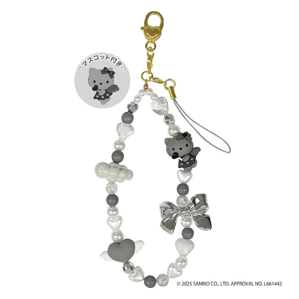 『HELLO KITTY BLACK ANGEL』ハローキティ フォンストラップ グレー【202510再販】