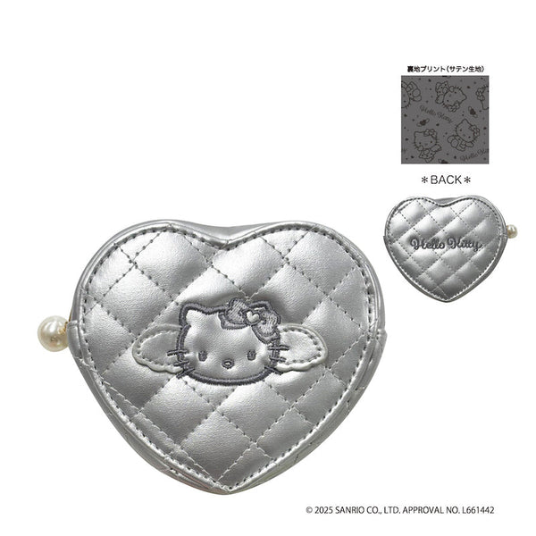『HELLO KITTY BLACK ANGEL』ハローキティ キルティングハートコインケース シルバー【202510再販】