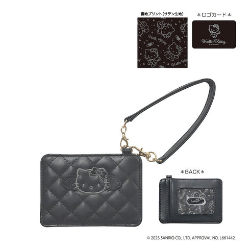 『HELLO KITTY BLACK ANGEL』ハローキティ キルティングパスケース ブラック【202510再販】