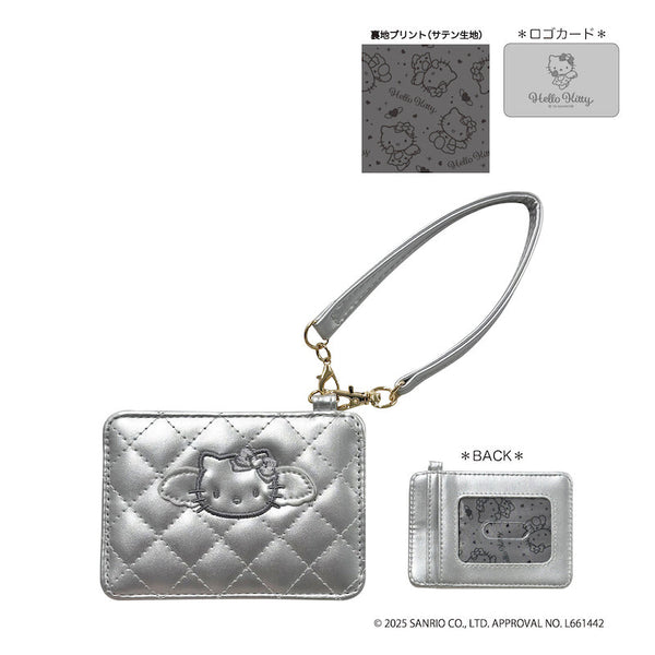 『HELLO KITTY BLACK ANGEL』ハローキティ キルティングパスケース シルバー【202510再販】