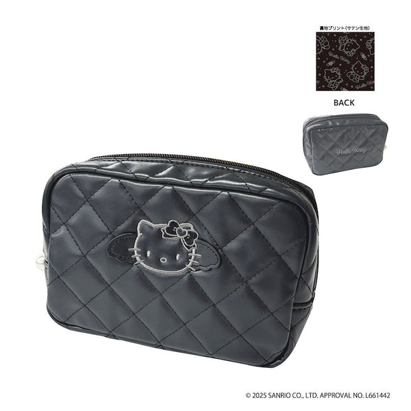 『HELLO KITTY BLACK ANGEL』ハローキティ キルティングスクエアポーチ ブラック【202510再販】
