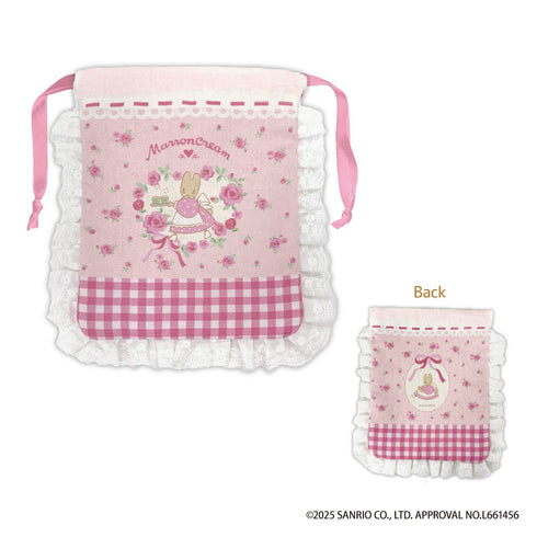 『マロンクリーム』フリル巾着 ピンク