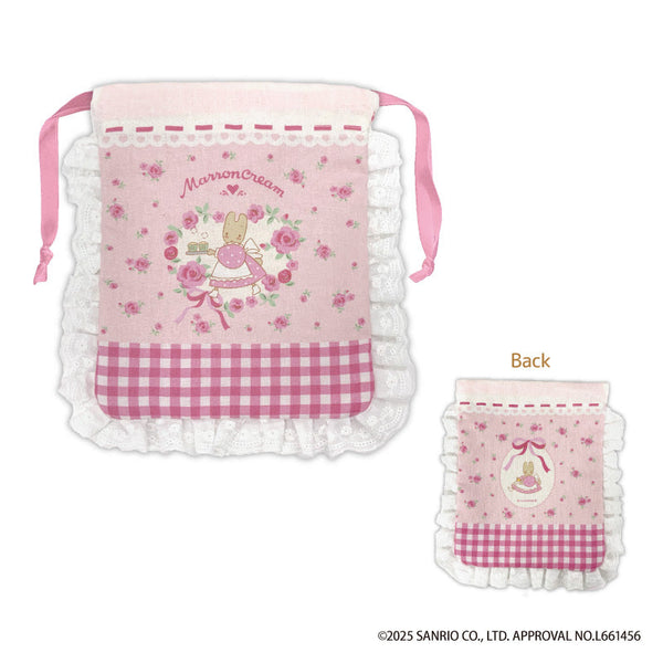 『マロンクリーム』フリル巾着 ピンク