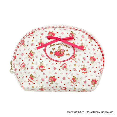 『マロンクリーム』キルティングラウンドポーチ クリーム