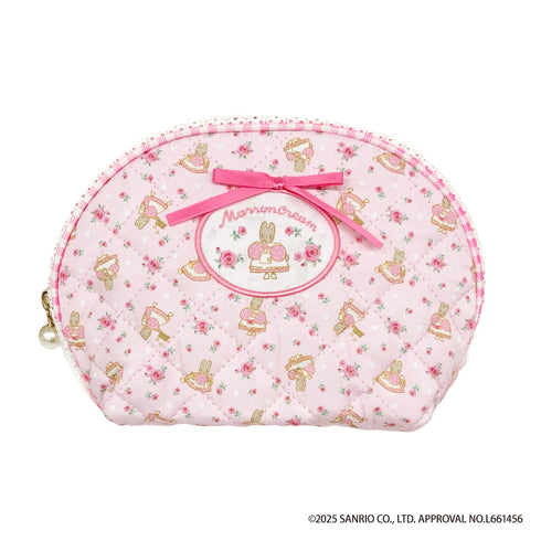 『マロンクリーム』キルティングラウンドポーチ ピンク