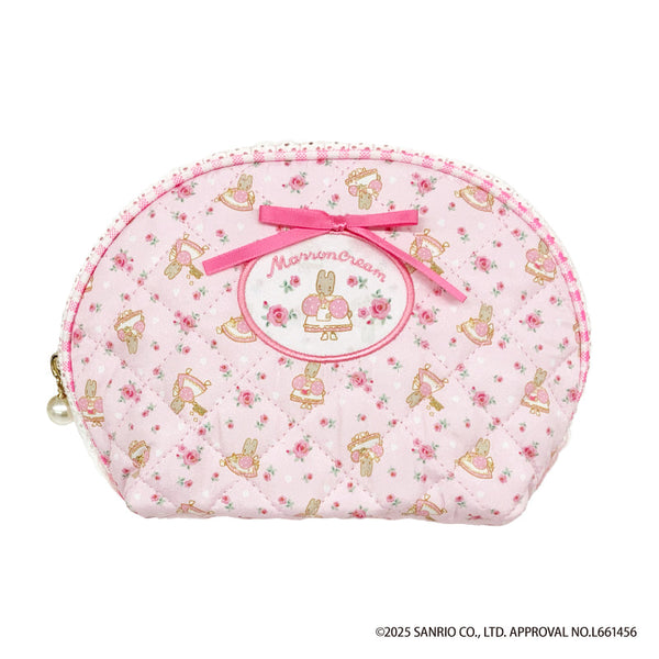 『マロンクリーム』キルティングラウンドポーチ ピンク