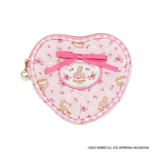 『マロンクリーム』キルティングハートポーチ ピンク