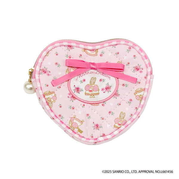 『マロンクリーム』キルティングハートポーチ ピンク