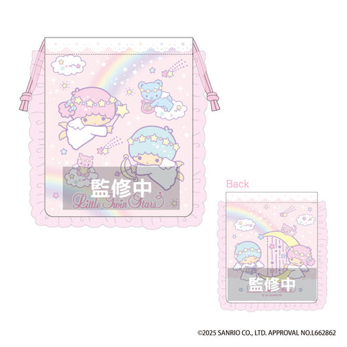 『リトルツインスターズ Dreamy Journey』リトルツインスターズ フリル巾着 エンジェル