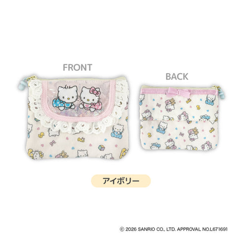 『サンリオ Hello Kitty Lovely Babies♡ -ハローキティ ラブリーベイビーズ-』KT Lovely Babies スタイ風ティッシュポーチ アイボリー
