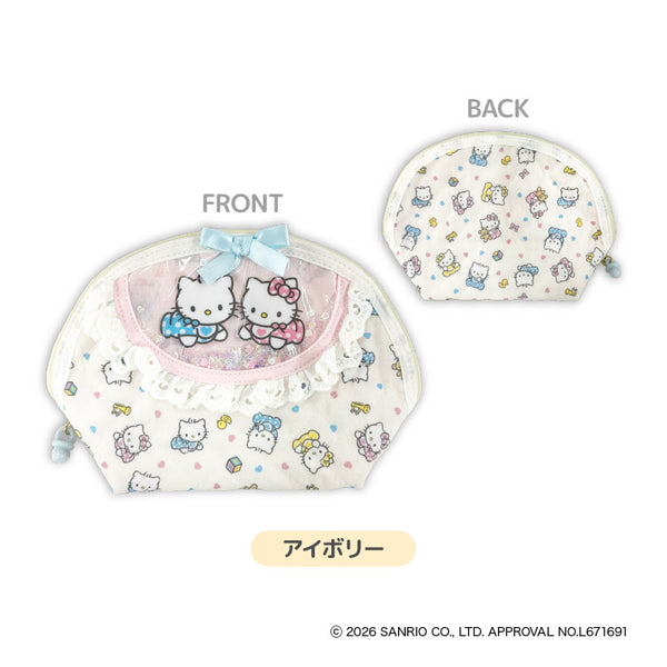 『サンリオ Hello Kitty Lovely Babies♡ -ハローキティ ラブリーベイビーズ-』KT Lovely Babies スタイ風ラウンドポーチ アイボリー